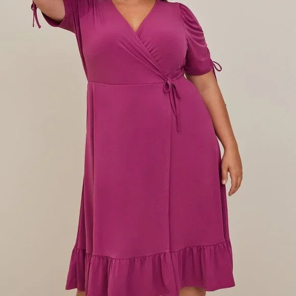 Midi Studio Knit Wrap Dress - Picture 2 of 5